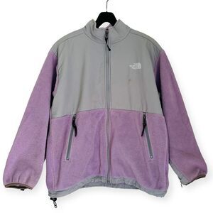 The North Face Girls Purple/Gray Colorblock Denali Fleece Jacket Size XL Youth